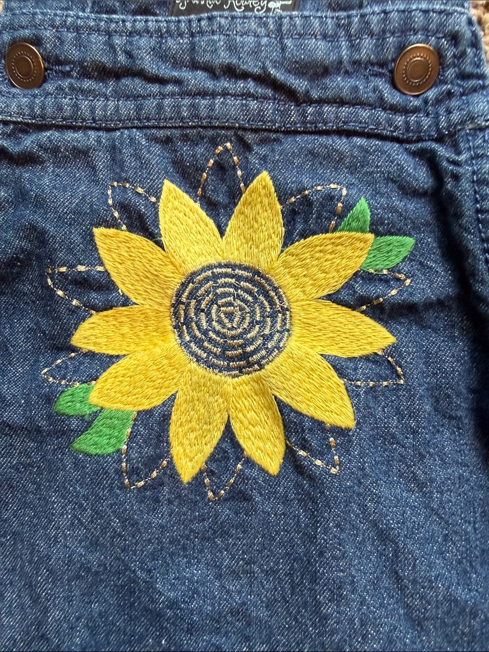Sunflower Appliqué Denim Pinafore Dress - Girls - (Brand: Genuine Kids) - Picture 2 of 5